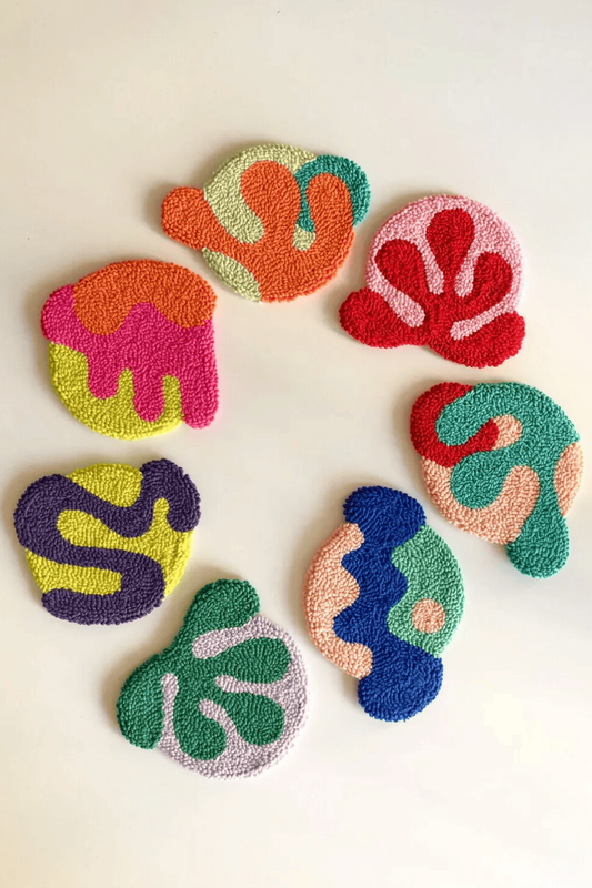 Fosfor Renkli Desenli Bardak Altlığı Sunumluk Masa Süsü