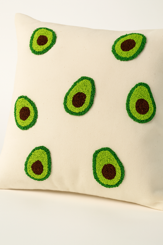 Avokado Desenli Punch Yastık Kırlent Kılıfı