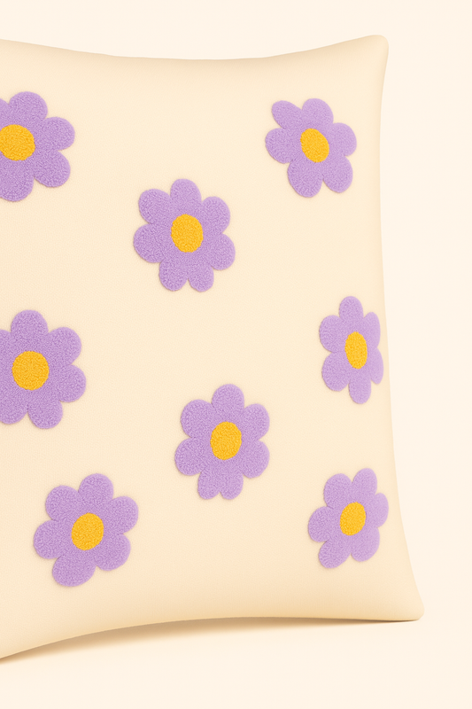 Papatya Desenli Punch Yastık Kırlent Kılıfı