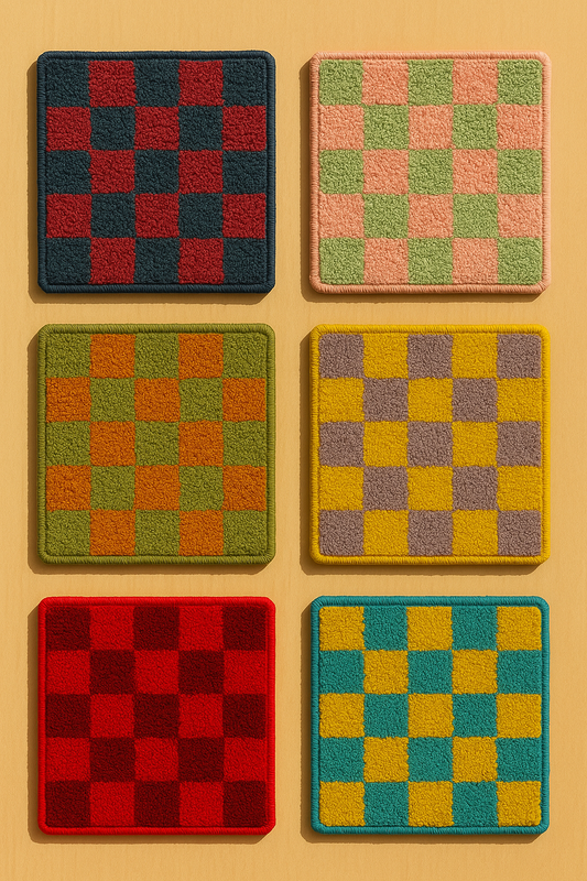 Kare Desenli Bardak Altlığı Sunumluk Masa Süsü