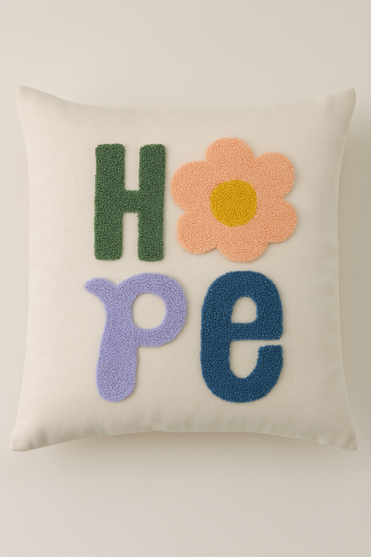 Hope Yazılı Desenli Punch Yastık Kırlent Kılıfı