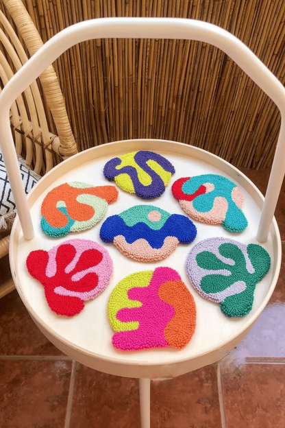 Fosfor Renkli Desenli Bardak Altlığı Sunumluk Masa Süsü