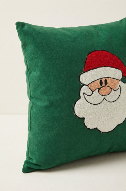 Yılbaşı Desenli Nakış İşlemeli Kırlent Kılıfı - Noel Baba