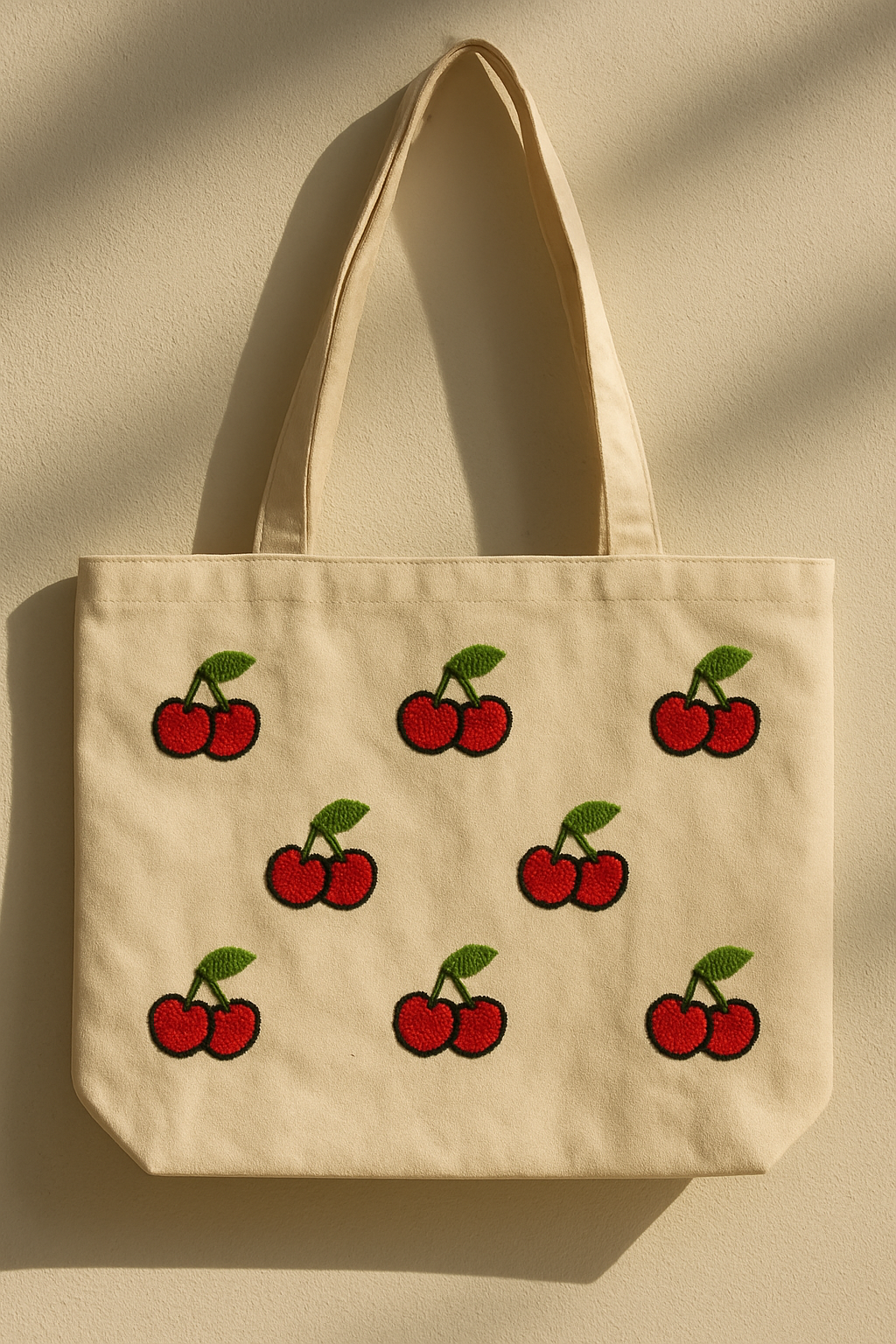 Vişne Nakış İşlemeli Keten Çanta