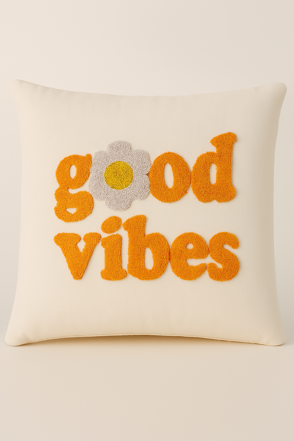 Good Vibes Yazılı Desenli Punch Kırlent Yastık Kılıfı