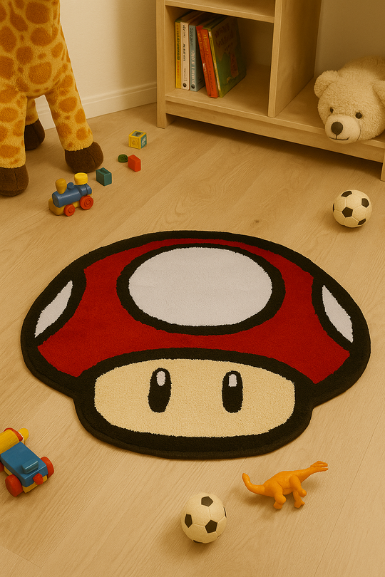 El Yapımı Tufting Halı - Mantar Super Mario