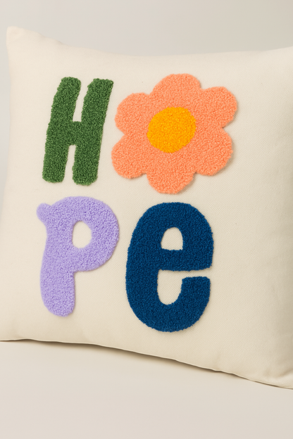 Hope Yazılı Desenli Punch Yastık Kırlent Kılıfı