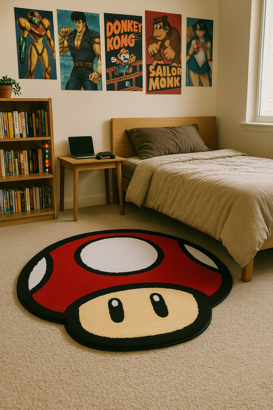 El Yapımı Tufting Halı - Mantar Super Mario