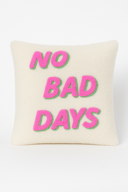 No Bad Days Yazılı Desenli Welsoft Punch Yastık Kırlent Kılıfı