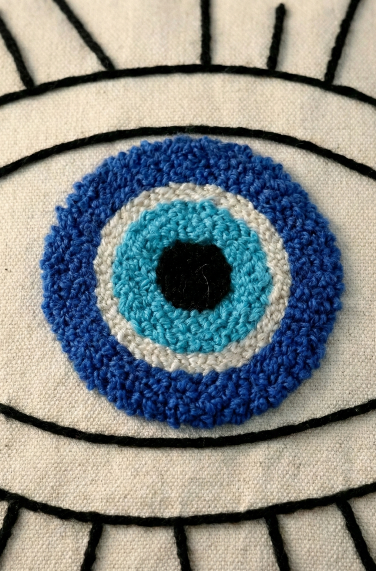 Nakış İşlemeli Kırlent Kılıfı - Nazar Desenli