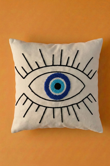 Nakış İşlemeli Kırlent Kılıfı - Nazar Desenli