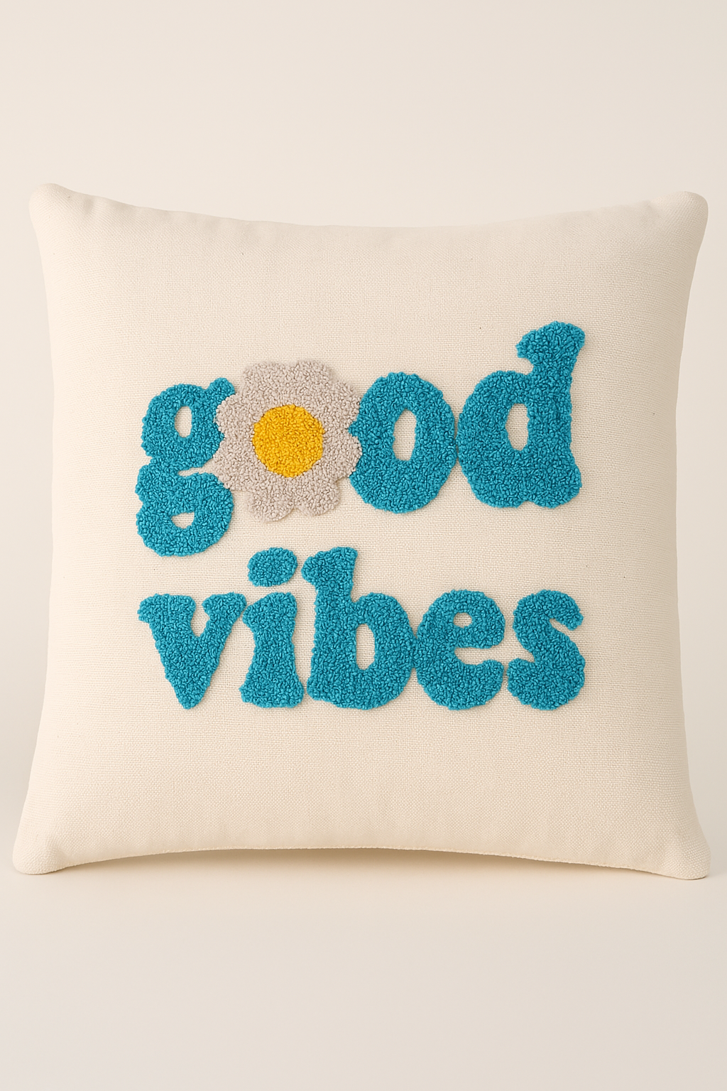 Good Vibes Yazılı Desenli Punch Kırlent Yastık Kılıfı