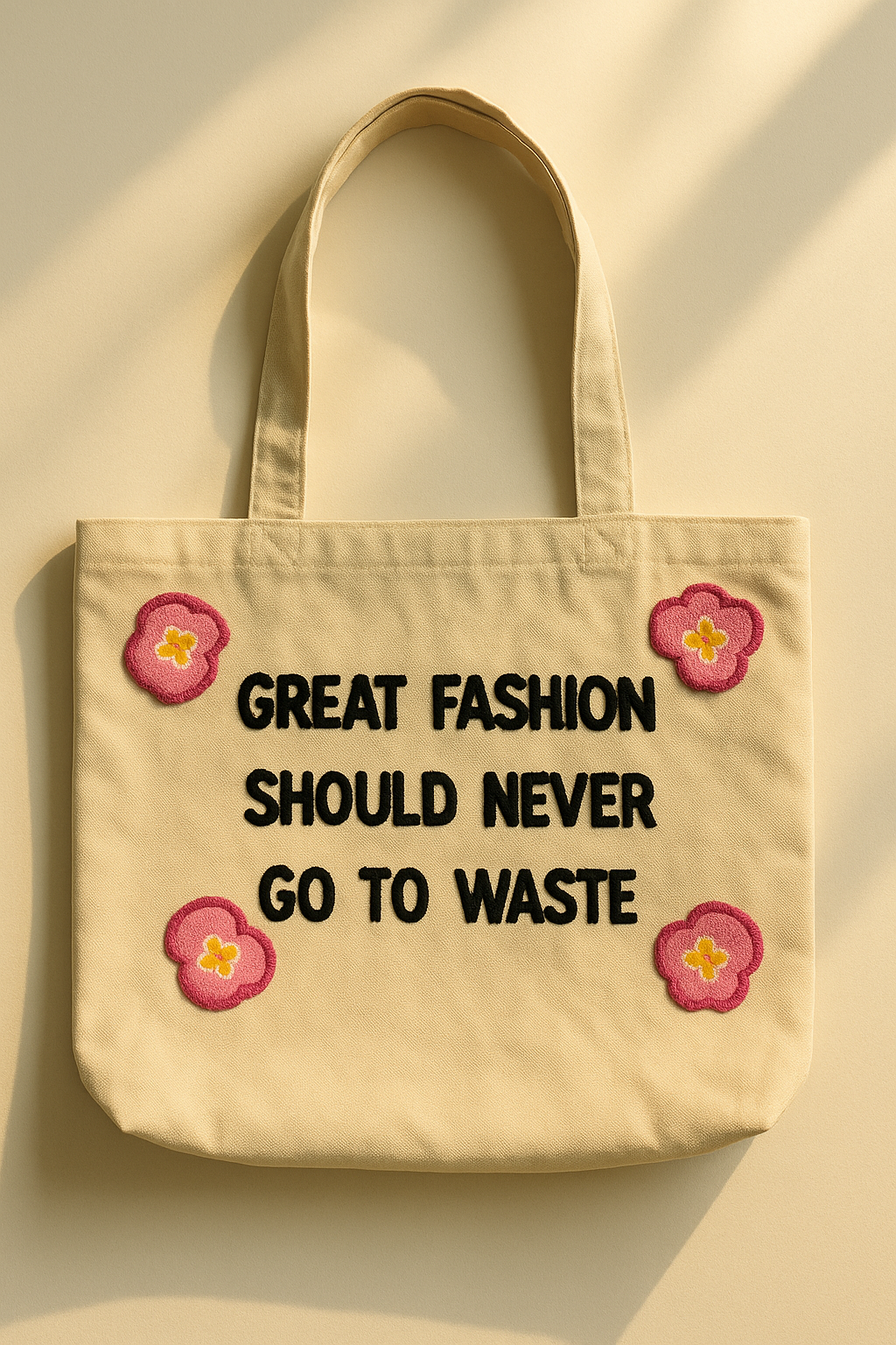 Great Fashion Should Never Waste Nakış İşlemeli Keten Çanta