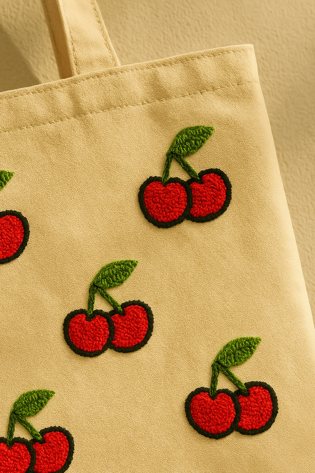 Vişne Nakış İşlemeli Keten Çanta