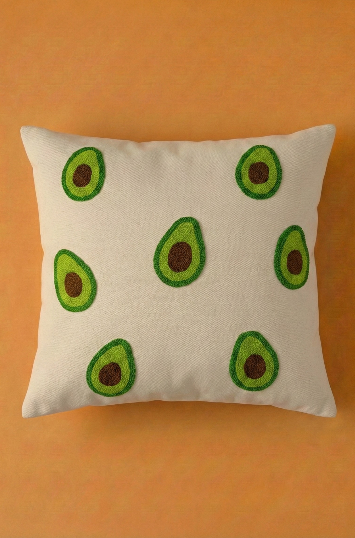 Nakış İşlemeli Kırlent Kılıfı - Avokado Desenli