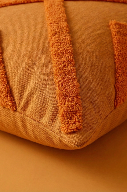 Nakış İşlemeli Kırlent Kılıfı - Geometrik Turuncu