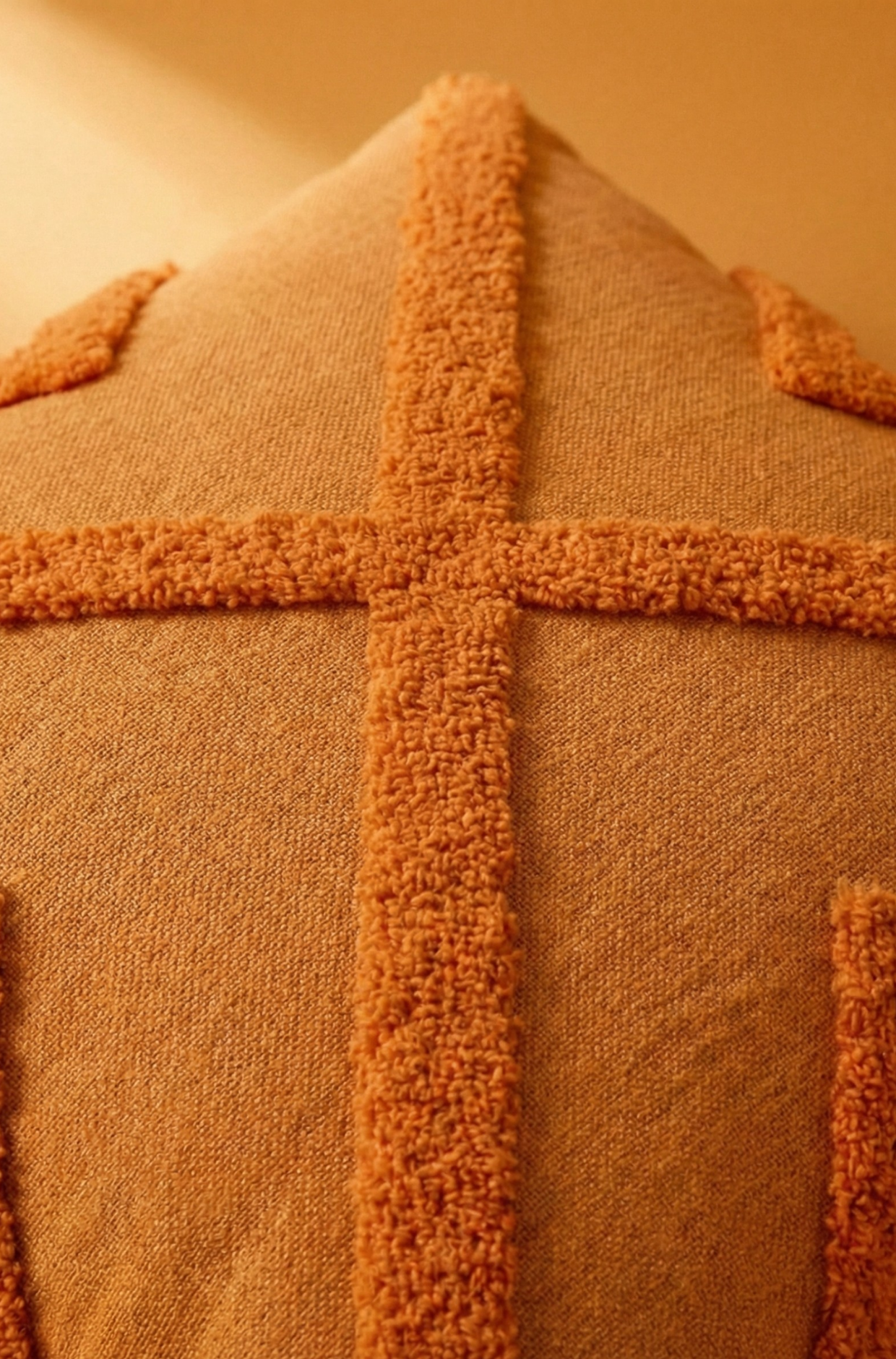 Nakış İşlemeli Kırlent Kılıfı - Geometrik Turuncu