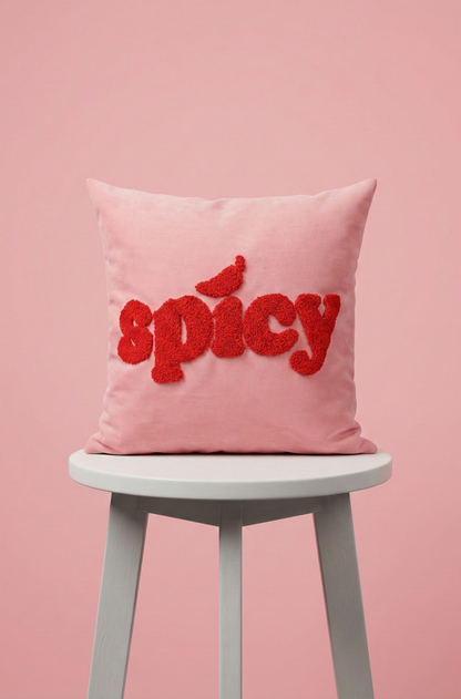 Nakış İşlemeli Kırlent Kılıfı - Spicy Desenli