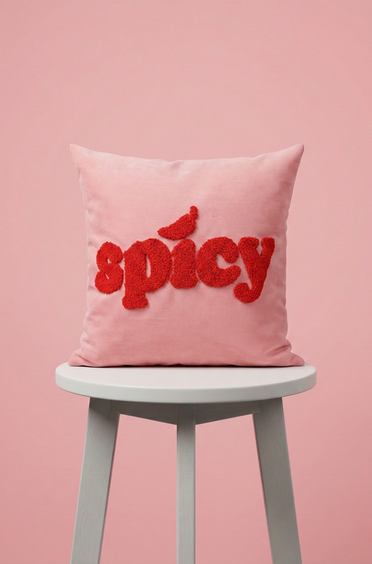 Nakış İşlemeli Kırlent Kılıfı - Spicy Desenli