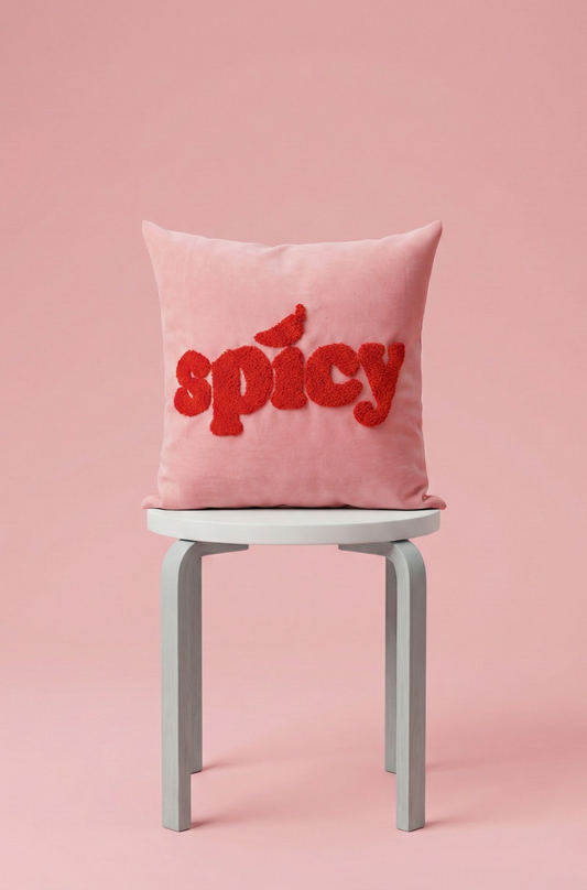 Nakış İşlemeli Kırlent Kılıfı - Spicy Desenli