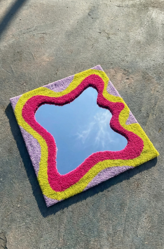 Nakış Detaylı Dekoratif Ayna - Wave Mor