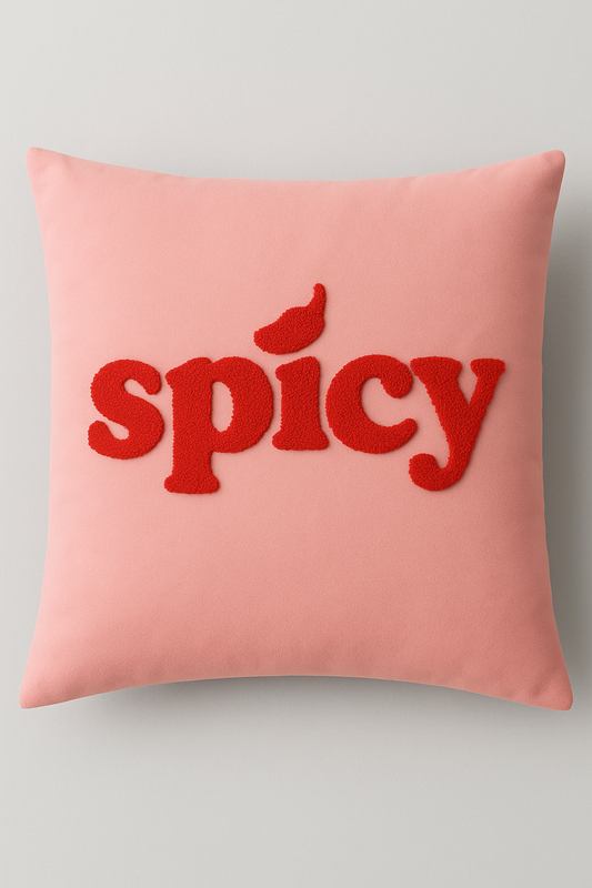 Spicy Yazılı Desenli Punch Kırlent Yastık Kılıfı
