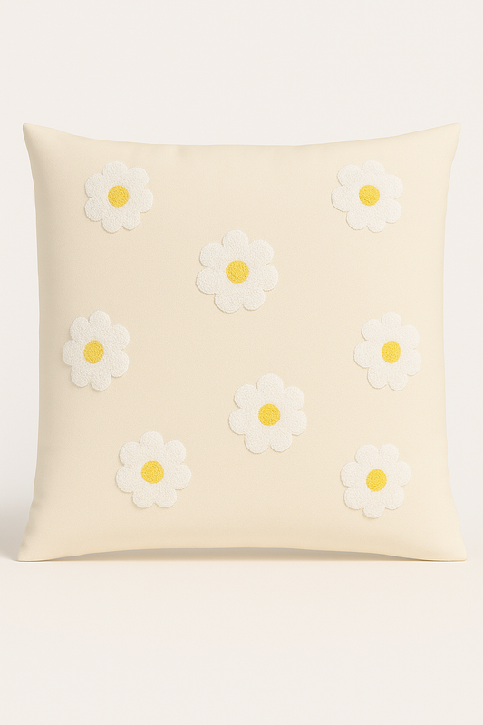 Papatya Desenli Punch Yastık Kırlent Kılıfı