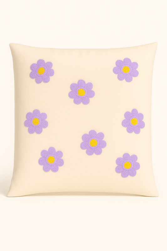 Papatya Desenli Punch Yastık Kırlent Kılıfı