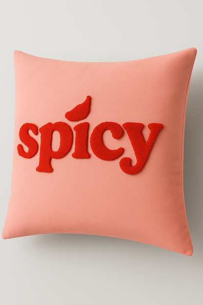 Spicy Yazılı Desenli Punch Kırlent Yastık Kılıfı