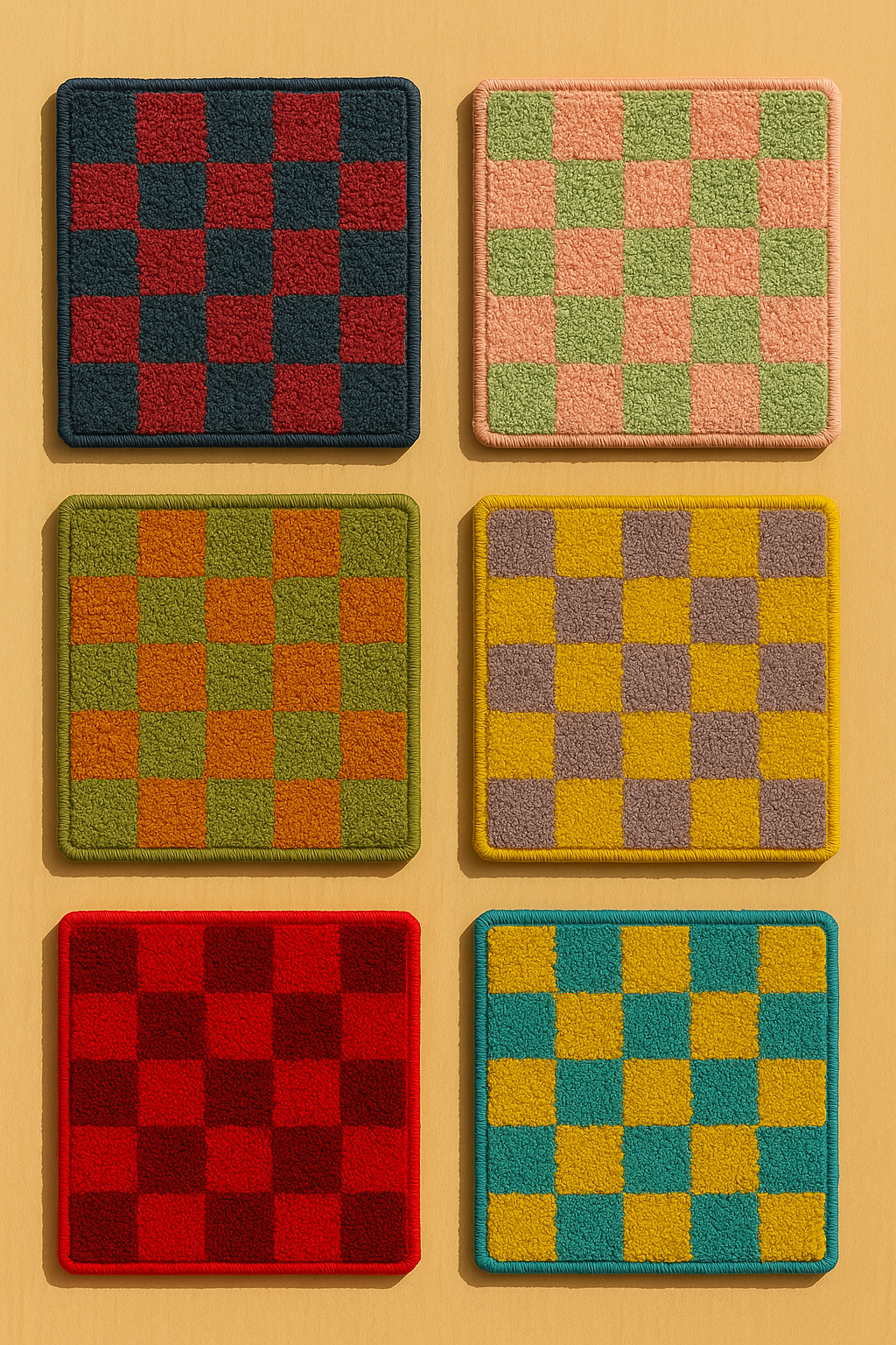 Kare Desenli Bardak Altlığı Sunumluk Masa Süsü