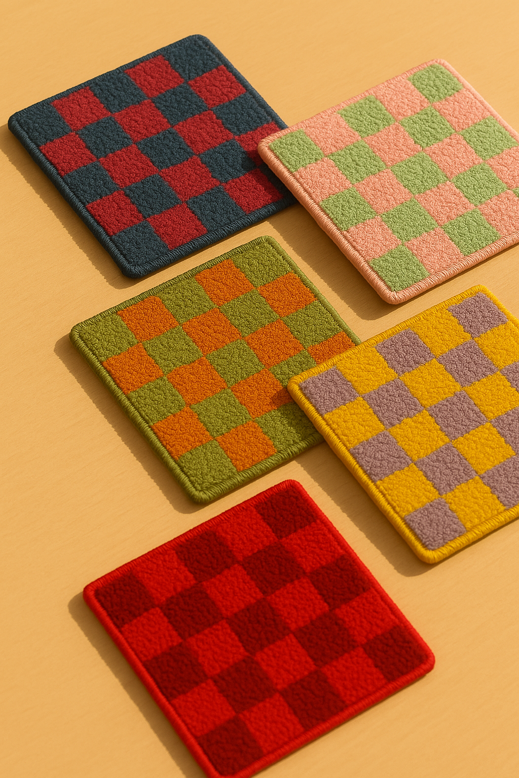 Kare Desenli Bardak Altlığı Sunumluk Masa Süsü