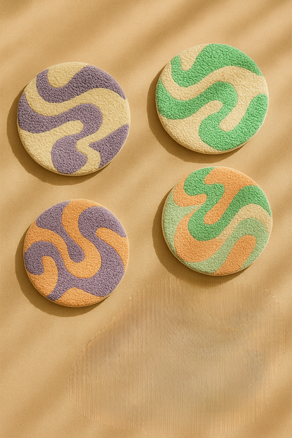 Mozaik Renkli Desenli Bardak Altlığı Sunumluk Masa Süsü