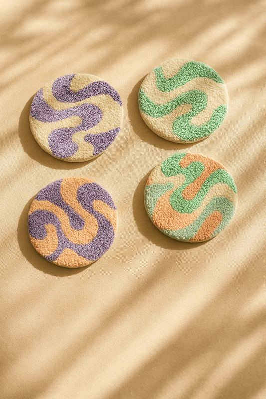 Mozaik Renkli Desenli Bardak Altlığı Sunumluk Masa Süsü