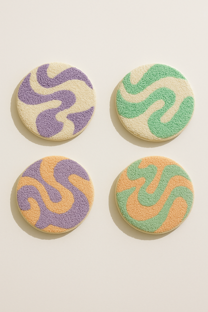 Mozaik Renkli Desenli Bardak Altlığı Sunumluk Masa Süsü