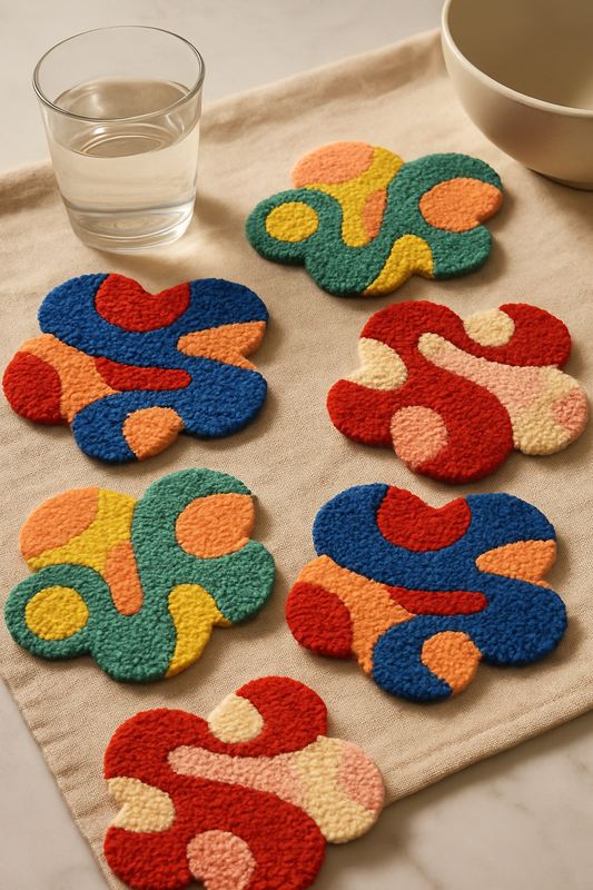 Papatya Mozaik Desenli Bardak Altlığı Sunumluk Masa Süsü