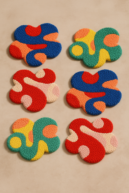 Papatya Mozaik Desenli Bardak Altlığı Sunumluk Masa Süsü