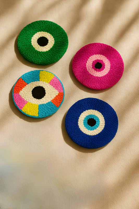 Nazar Desenli Bardak Altlığı Sunumluk Masa Süsü