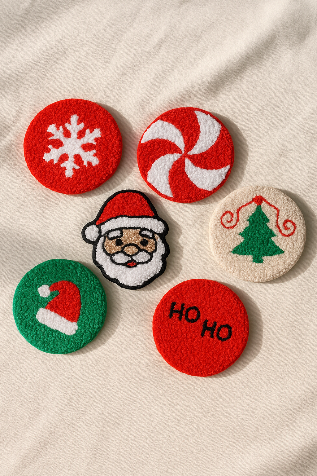 Yılbaşı Desenli Bardak Altlığı Sunumluk Masa Süsü