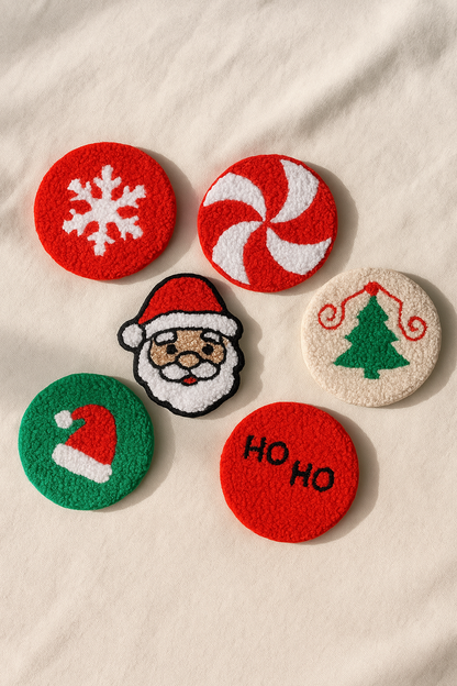 Yılbaşı Desenli Bardak Altlığı Sunumluk Masa Süsü