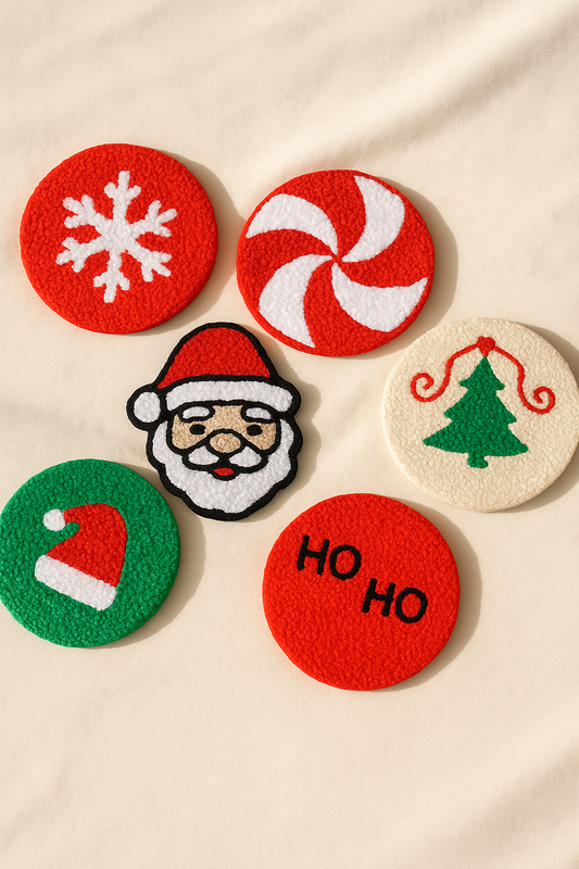 Yılbaşı Desenli Bardak Altlığı Sunumluk Masa Süsü