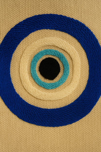 Nazar Boncuğu Nakış İşlemeli Keten Çanta