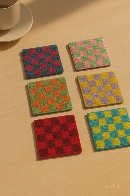 Kare Desenli Bardak Altlığı Sunumluk Masa Süsü