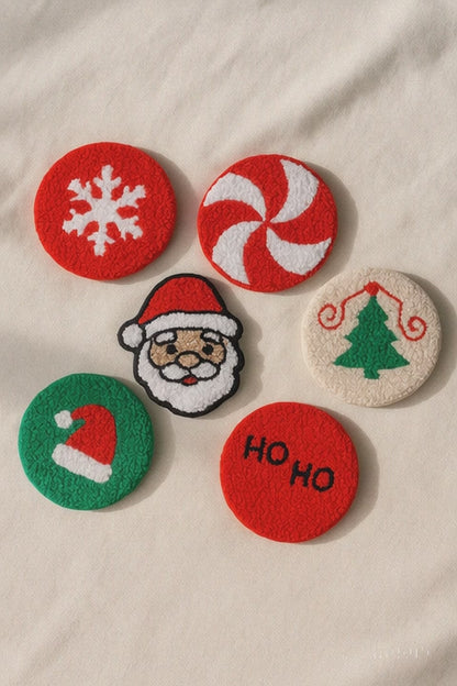 Yılbaşı Desenli Bardak Altlığı Sunumluk Masa Süsü