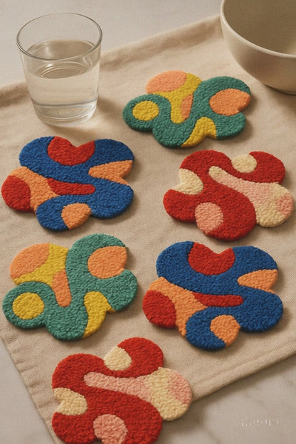 Papatya Mozaik Desenli Bardak Altlığı Sunumluk Masa Süsü