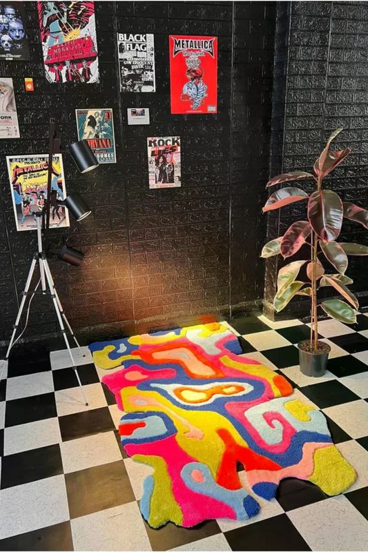 El Yapımı Renkli Vulva Desenli Tufting Halı